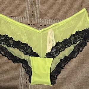 Victoria's Secret Neon Yellow Panties with Black Lace